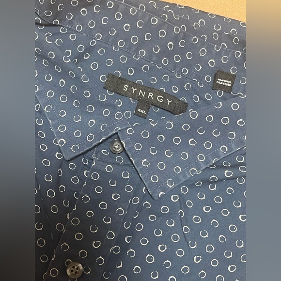 Synrgy Other - Synrgy Men’s Big & Tall Short Sleeve Casual ButtonUp Navy Blue Circle Design 4XL